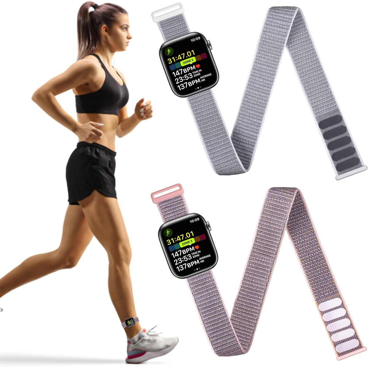 Ankle/Arm Band Compatible with Apple Watch 49/46/45/44/42/41/40/38mm | Breathable Nylon Ankle Strap Armband for Women Men, Fits iWatch SE Ultra Series 11 10 9 8 7 6 5 4 3 2 1 - Image 10