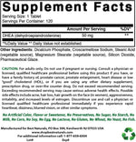 Best Naturals DHEA dietary supplement nutritional facts label