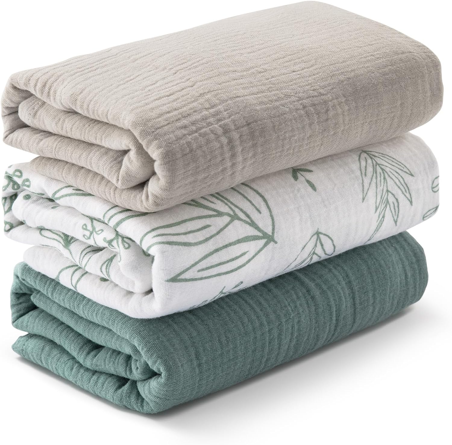 Lyrichom Baby 3 pack muslin swaddle blankets front view