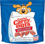 Canine Carry Outs Beef Flavor Dog Treats front view of 47 ounce packaging