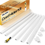 Delamu Cord Hider front view showing sleek white one-cable channel system for home organization.