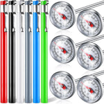 Xuhal 12 Pcs Stainless Steel Kitchen Thermometer with 5 Inch Long Stem 1 Inch Dial Thermometer Milk Frothing Food for Oven Probe Meat Grill BBQ Cooking Chocolate Water (Red) - Image 10