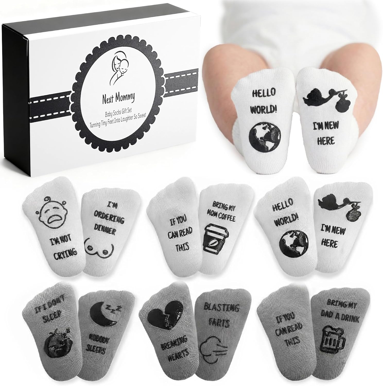 Next Mommy baby socks gift set front view in packaging