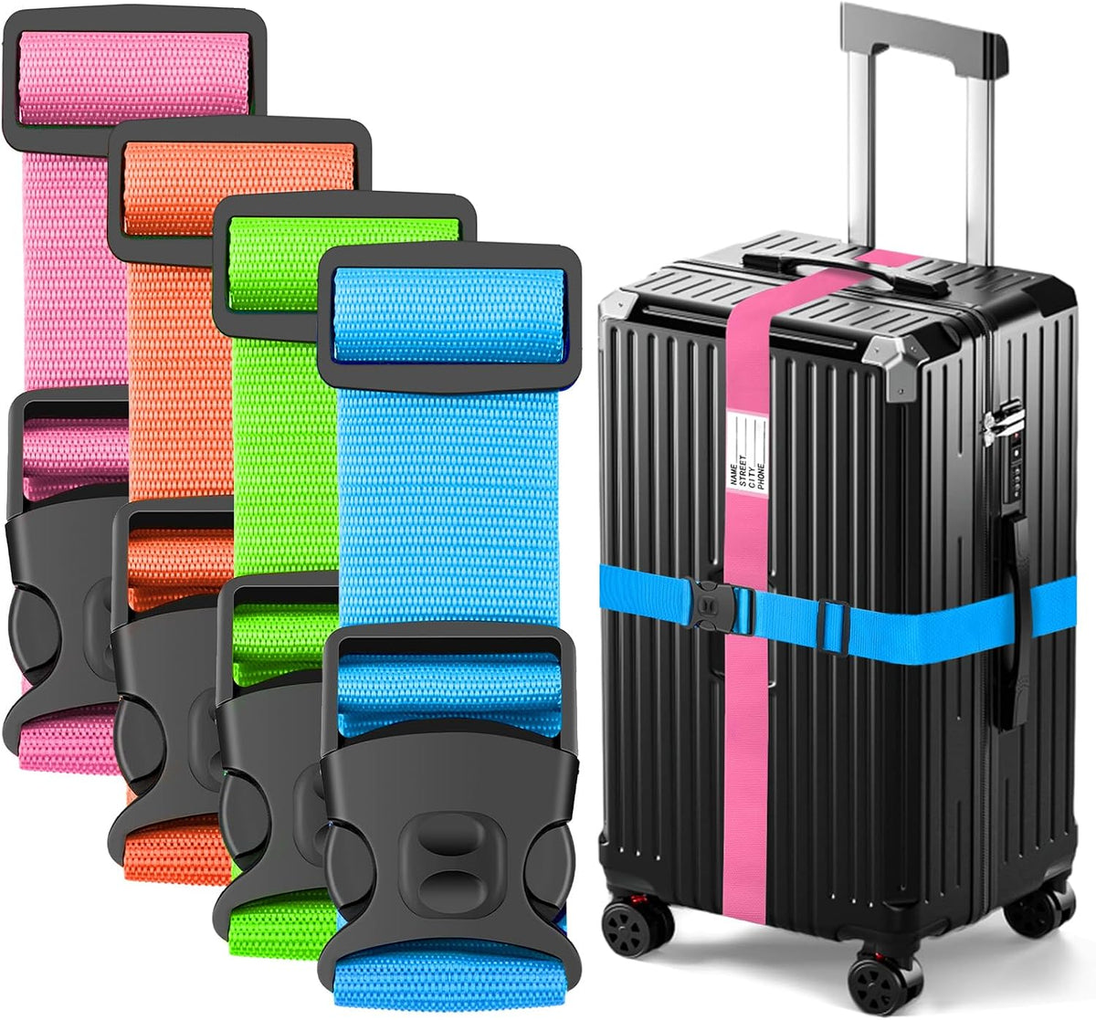 BILIONE luggage straps for suitcases front view