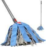 FAYINA premium viscose wet mop front view showing the extendable stainless steel handle for floor cleaning