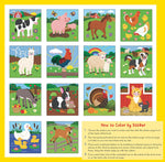 Farm animals sticker activity book interior page layout