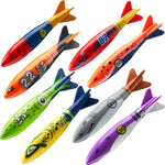 JOYIN Shark Underwater Diving Pool Toys 8 Pieces front view showing vibrant multicolor shark torpedoes
