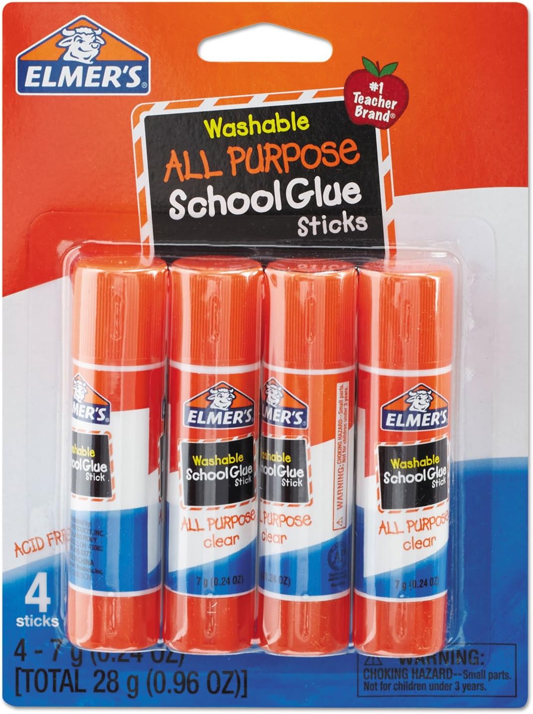 Elmer's 4 pack glue sticks side angle display