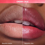 Charlotte Tilbury 3-in-1 lip tint and balm swatched on a clean surface showing texture