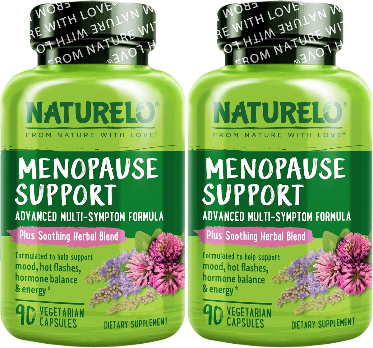 Naturelo menopause 90 capsules bottle lifestyle view