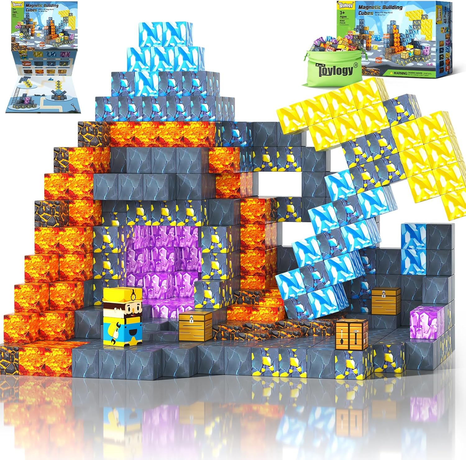 Toylogy Magnetic Blocks Mine Magnet World Pickaxe Edition front view packaging