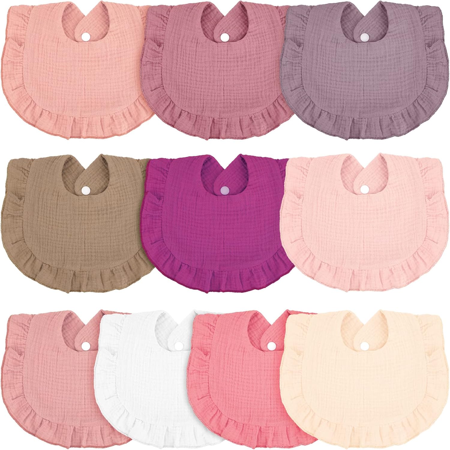 Seematn 10 piece baby muslin bandana bibs front view