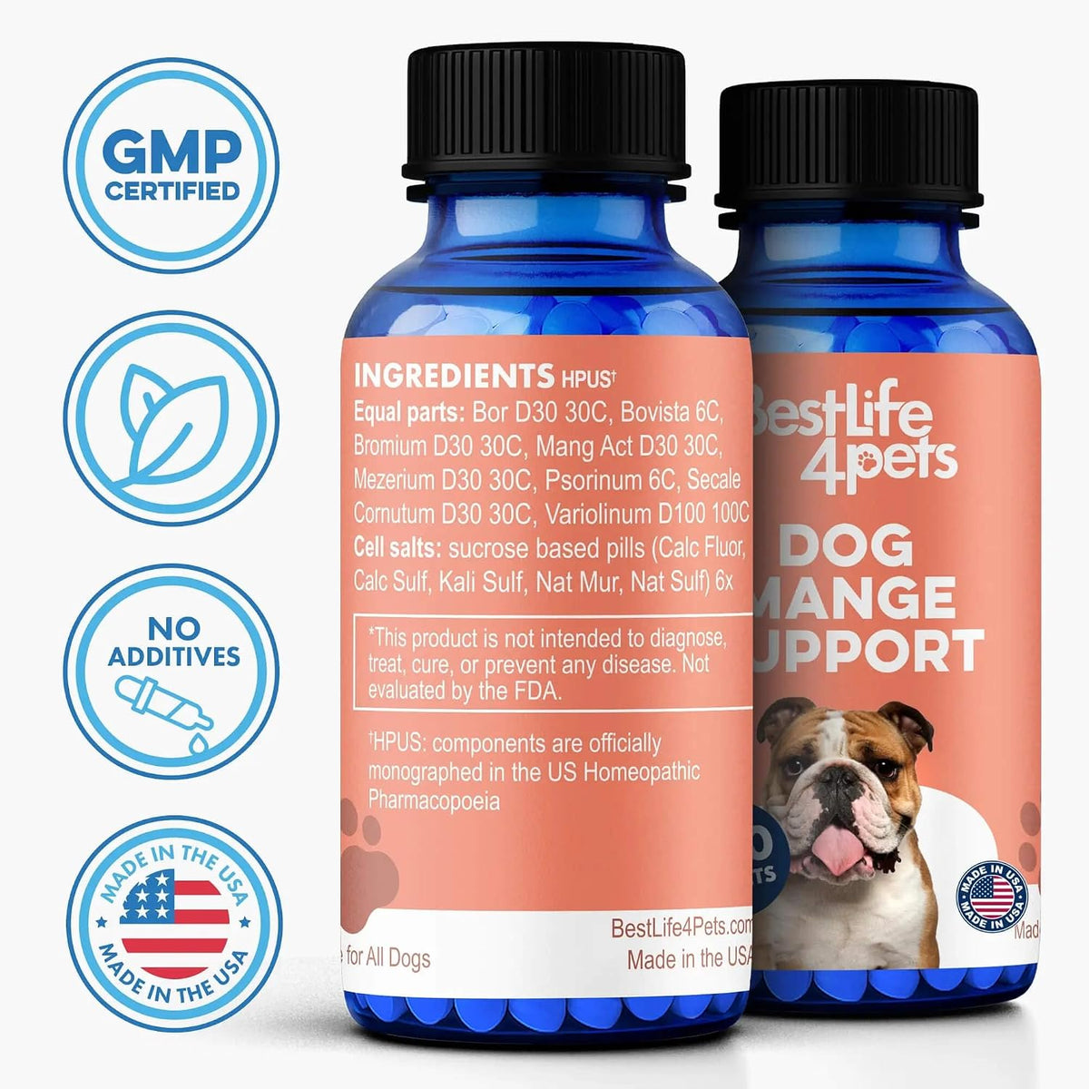 Dog Mange Support and Natural Dog Itching Relief for Canine Coat Issues & Puppy Mange, Soothes Dry Itchy Scaly Skin, Welts & Scabs - Helps Restore Fur Loss (Easy Use 400 Tiny Pills) - Image 9