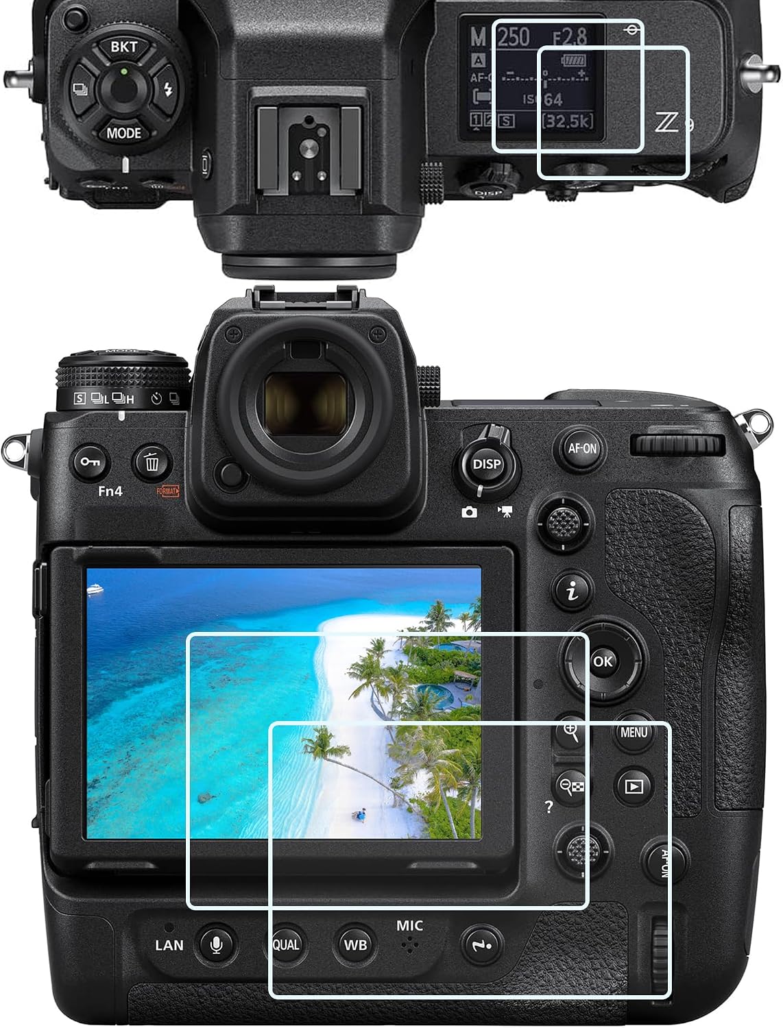 PCTC tempered glass screen protector for Nikon Z9 Z8 front view