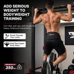 DMoose dip belt wrapped around weight plates for workout demonstration