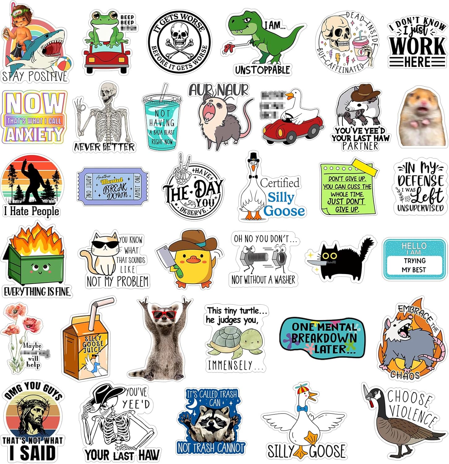 Chivertion 400 piece funny meme sticker collection front view