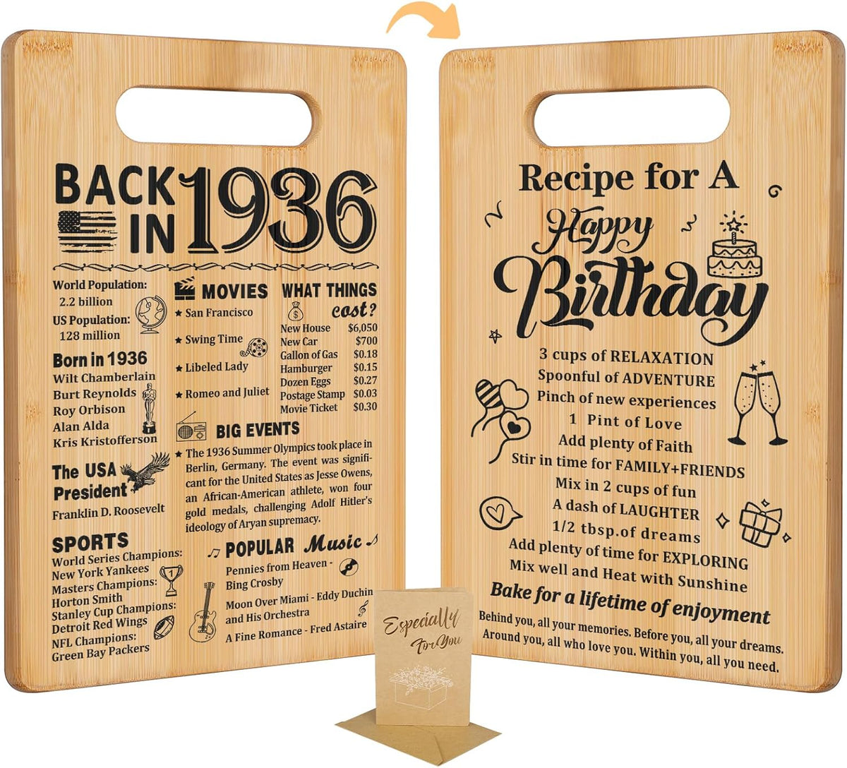 50th Birthday Gifts for Women Men, 1976 Cutting Board | 1976 Birthday Gifts Ideas for Her, Back in 1976 & Recipe Double Sided, Cool Present for 50 Year Old Women Men Birthday Gift - Image 13