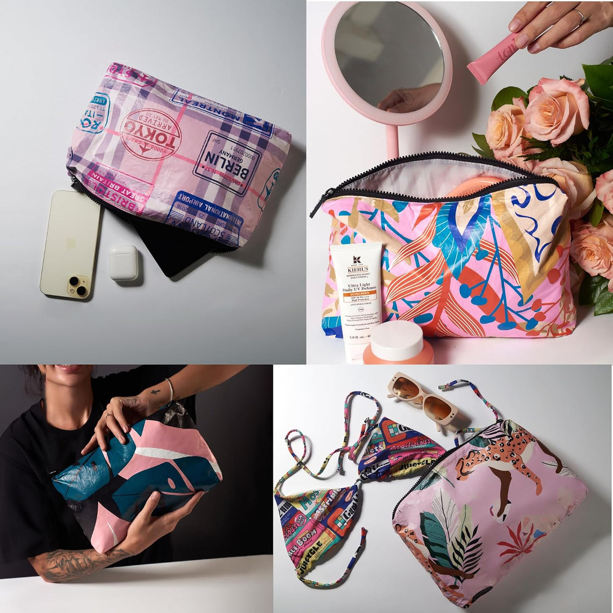 L'OLGA lightweight reusable cosmetic pouch side profile