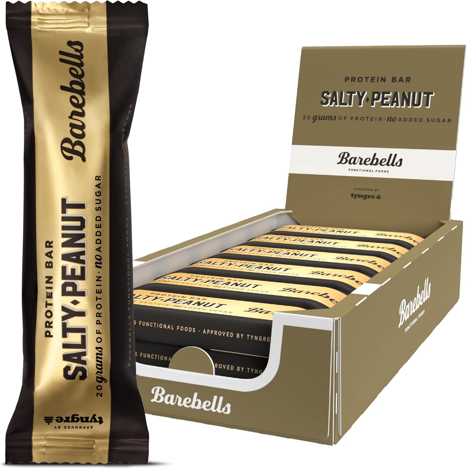 Barebells Salty Peanut protein bar case front view high protein snack