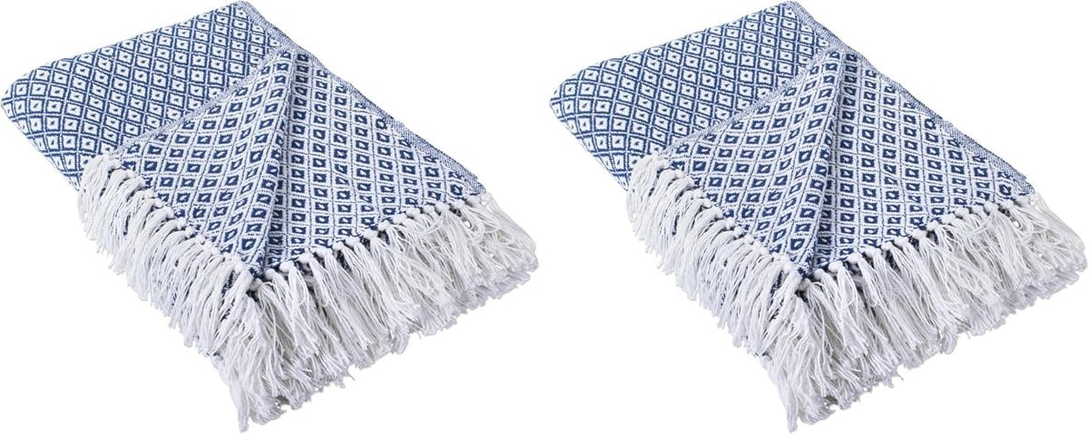 DII Global Mini Diamond Woven Throw, 50x60, Nautical Blue - Image 14