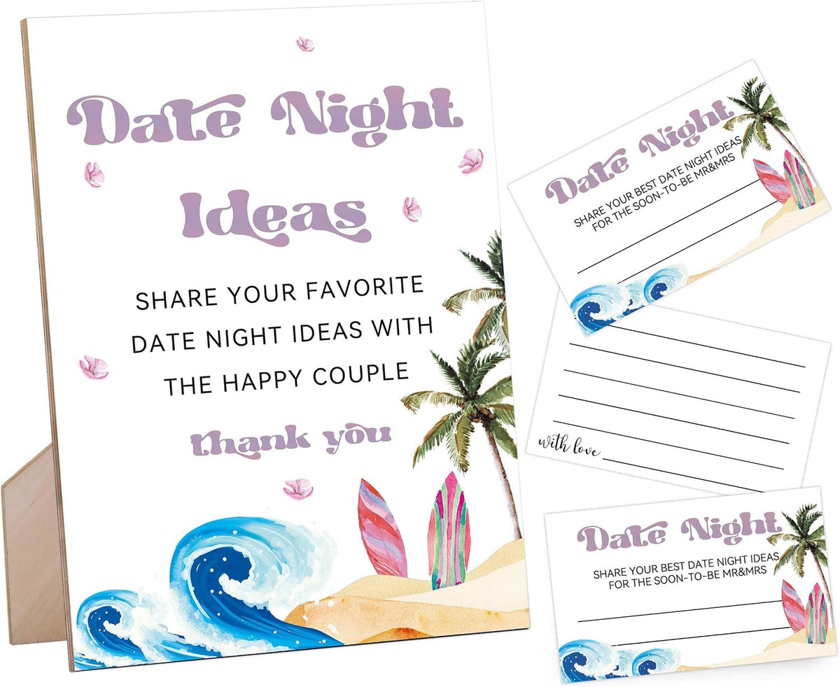 Rorusio pink surf beach bridal shower sign front view