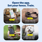 Smartphone application interface showing the creation of custom virtual boundaries for pet safety.