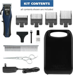 Rechargeable lithium ion dog trimmer with four guide attachment combs