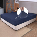 N&Y HOME King Size Fitted Sheet Navy Blue front view