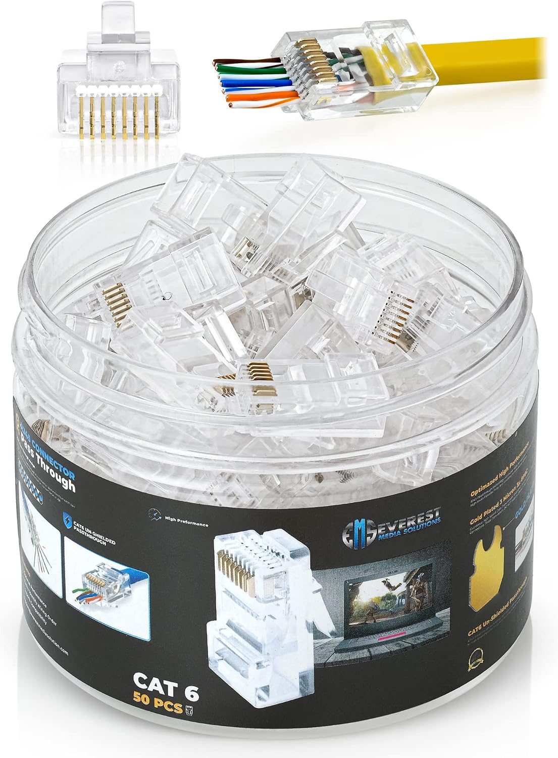 Everest Cat6 RJ45 Pass Through Connector front view