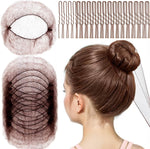 Fandamei invisible hair net for kids packaging view with brown mesh nets and bobby pins