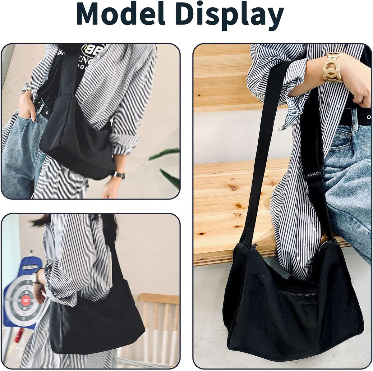 Lizbin black crossbody bag full angle layout