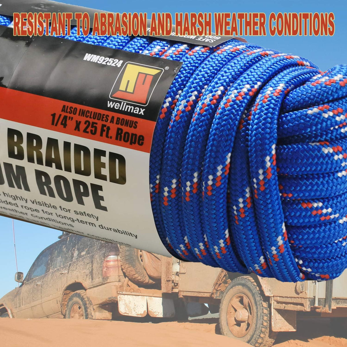 Wellmax UV resistant rope product packaging angle