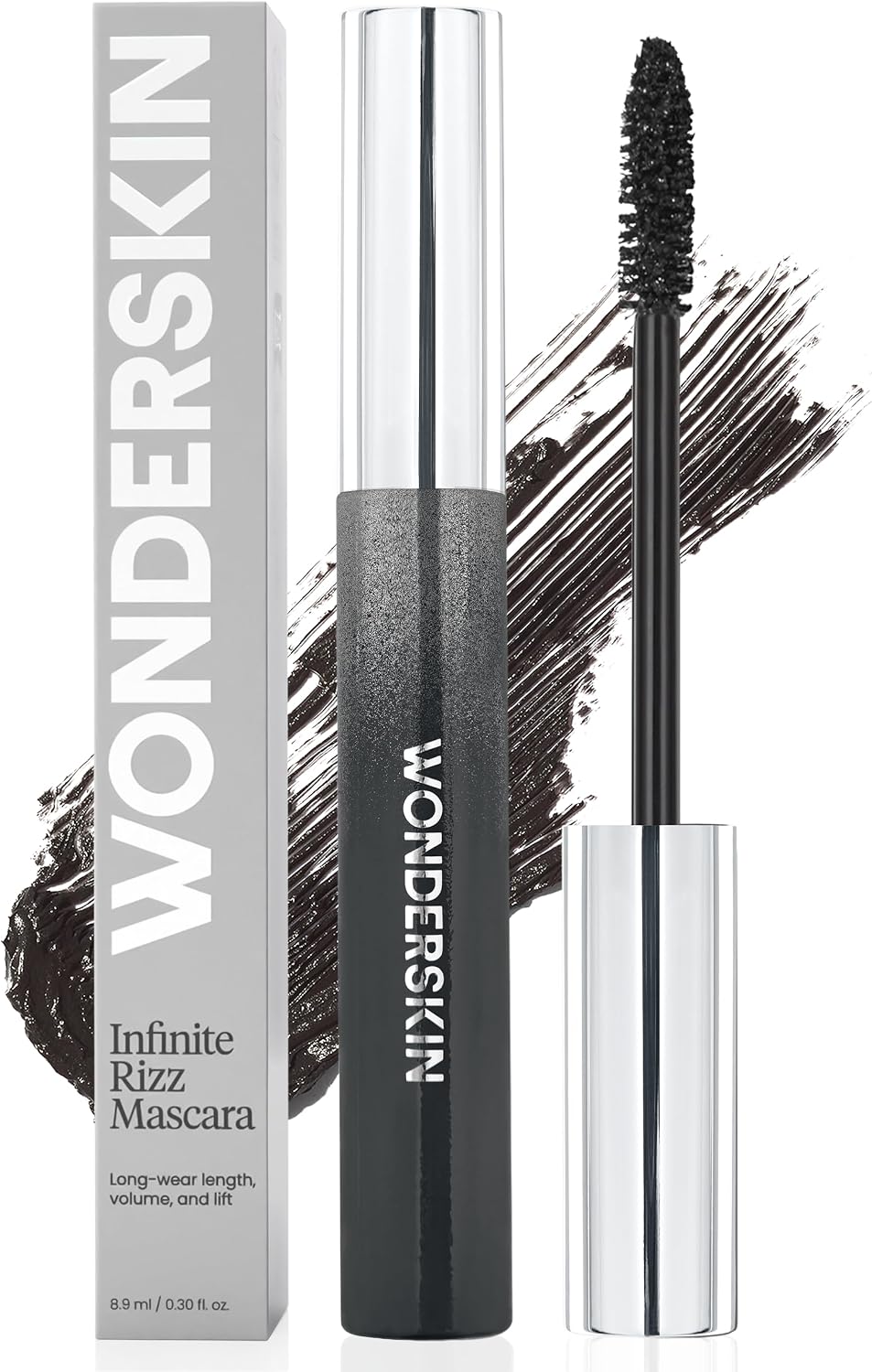 Wonderskin Infinite Rizz Mascara front view package for volumizing lash makeup