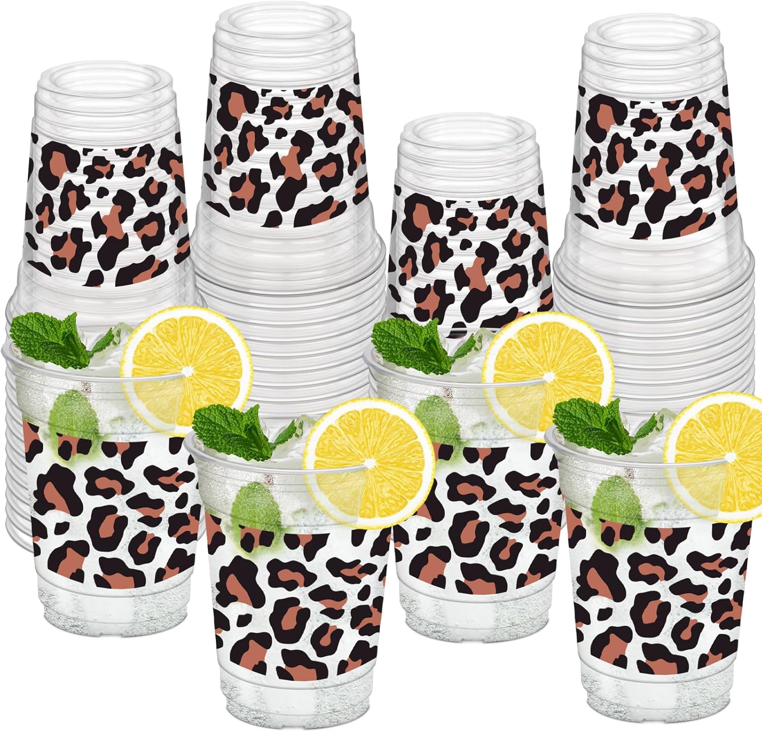 Hymenex leopard print disposable cups front view