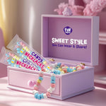 Child wearing Funtasty fruit flavored candy necklace