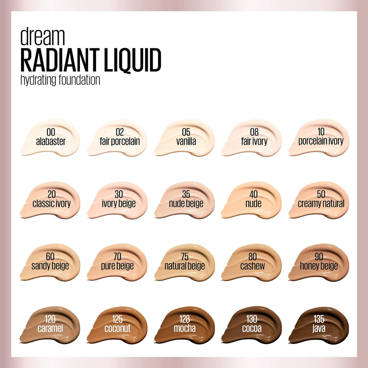 Lightweight liquid foundation for natural radiant finish
