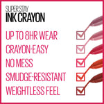 Maybelline Super Stay Ink Crayon Lipstick Makeup, Precision Tip Matte Lip Crayon with Built-in Sharpener, Longwear Up To 8Hrs, On The Grind, Purple Mauve Pink, 1 Count - Image 4