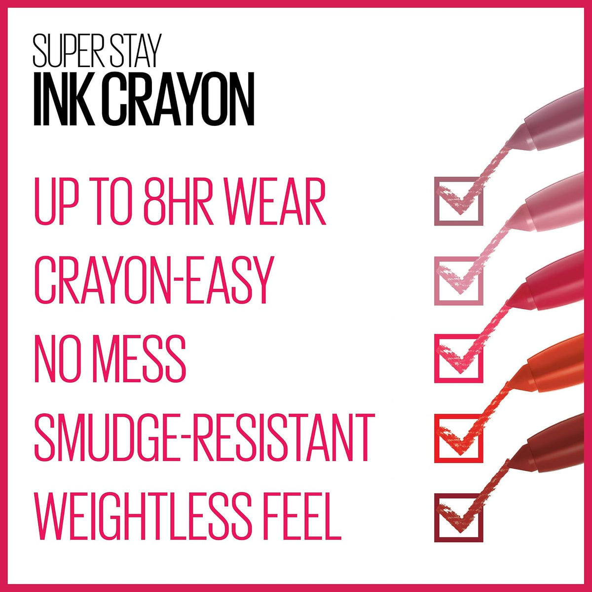 Maybelline Super Stay Ink Crayon Lipstick Makeup, Precision Tip Matte Lip Crayon with Built-in Sharpener, Longwear Up To 8Hrs, On The Grind, Purple Mauve Pink, 1 Count - Image 4