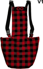 Uni Infinity duck diaperall red black plaid pattern side view