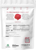 Micro Ingredients wild cranberry powder supplement nutritional label