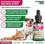 Tobydic cranberry and D-mannose liquid drops showing the packaging label information.