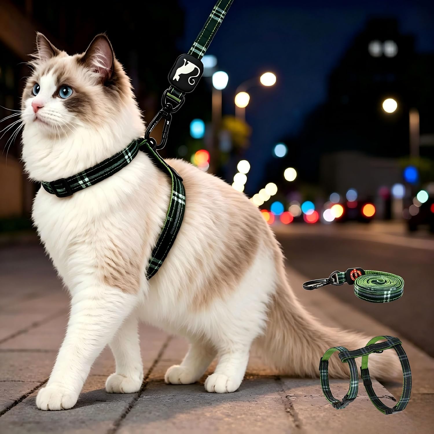 Mihachi escape proof cat harness and leash set front view