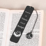 Paginafr fantasy romance bookmark angled view displaying stainless steel finish