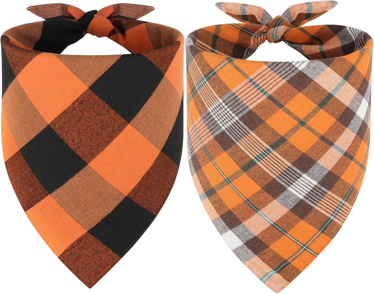 Vivifying Dog Christmas Bandana, 2 Pack Classic Plaid Triangle Pet Scarf for Small Dogs and Medium Dogs, Holiday Costume for Festive Photo Prop, Party Decor (Large, Green&Red) - Image 9