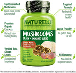 Organic Lion's Mane Reishi and Turkey Tail capsules in container