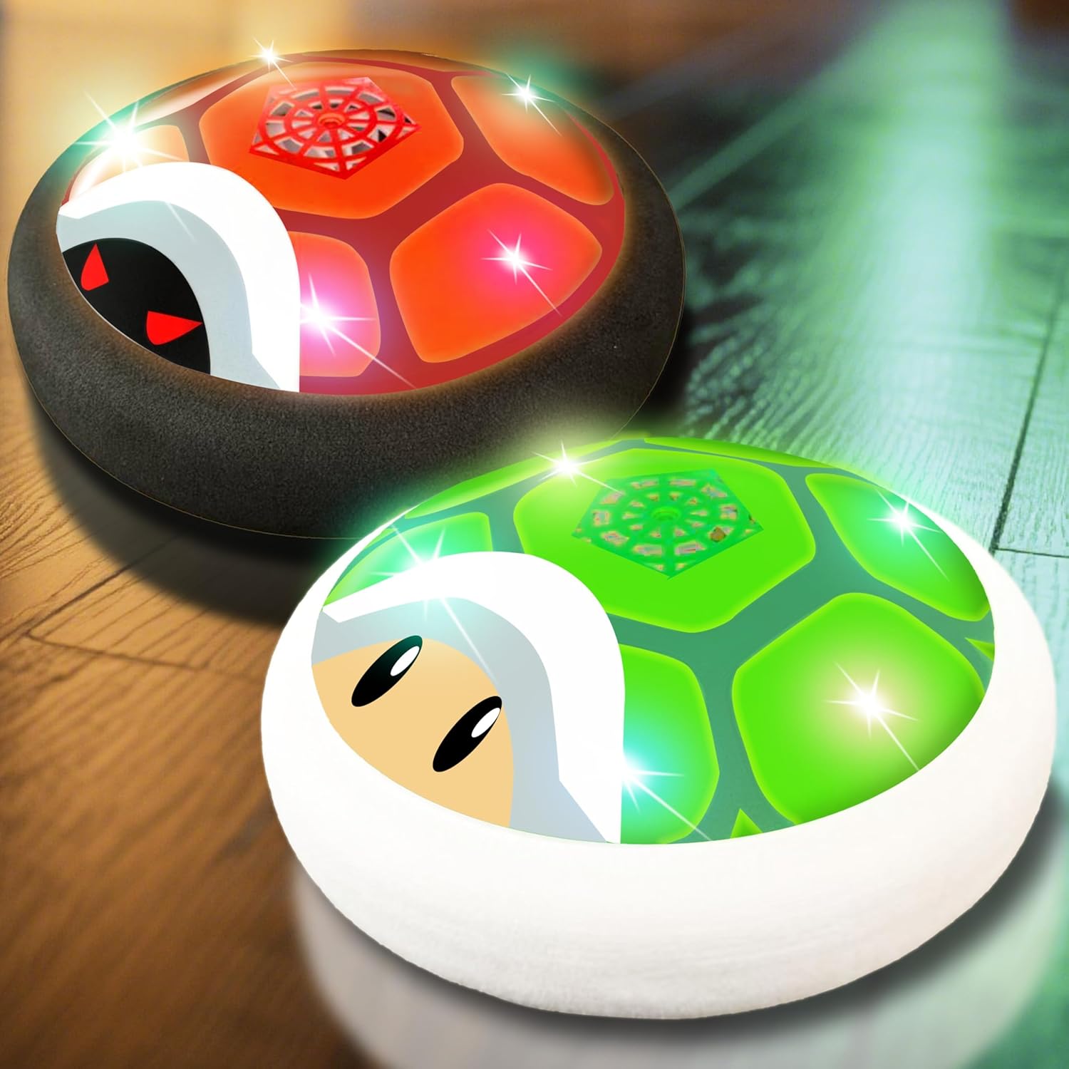 Glückpa 2 Pack Hover Soccer Ball front view showing the turtle shell design and thick foam bumper ring.