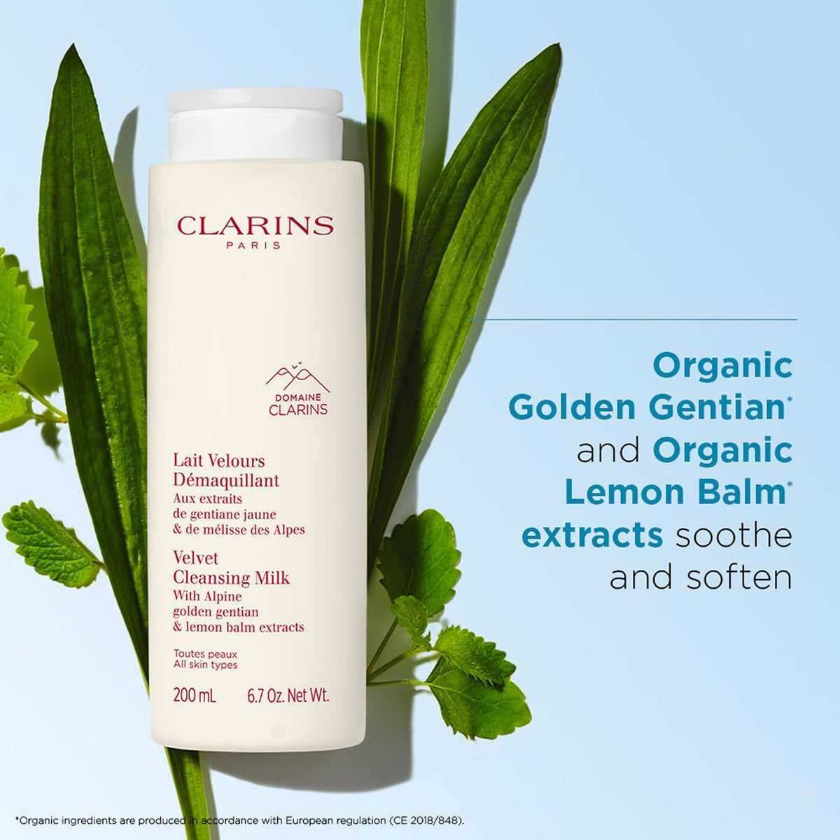 Clarins Velvet Cleansing Milk back label with ingredients and instructions