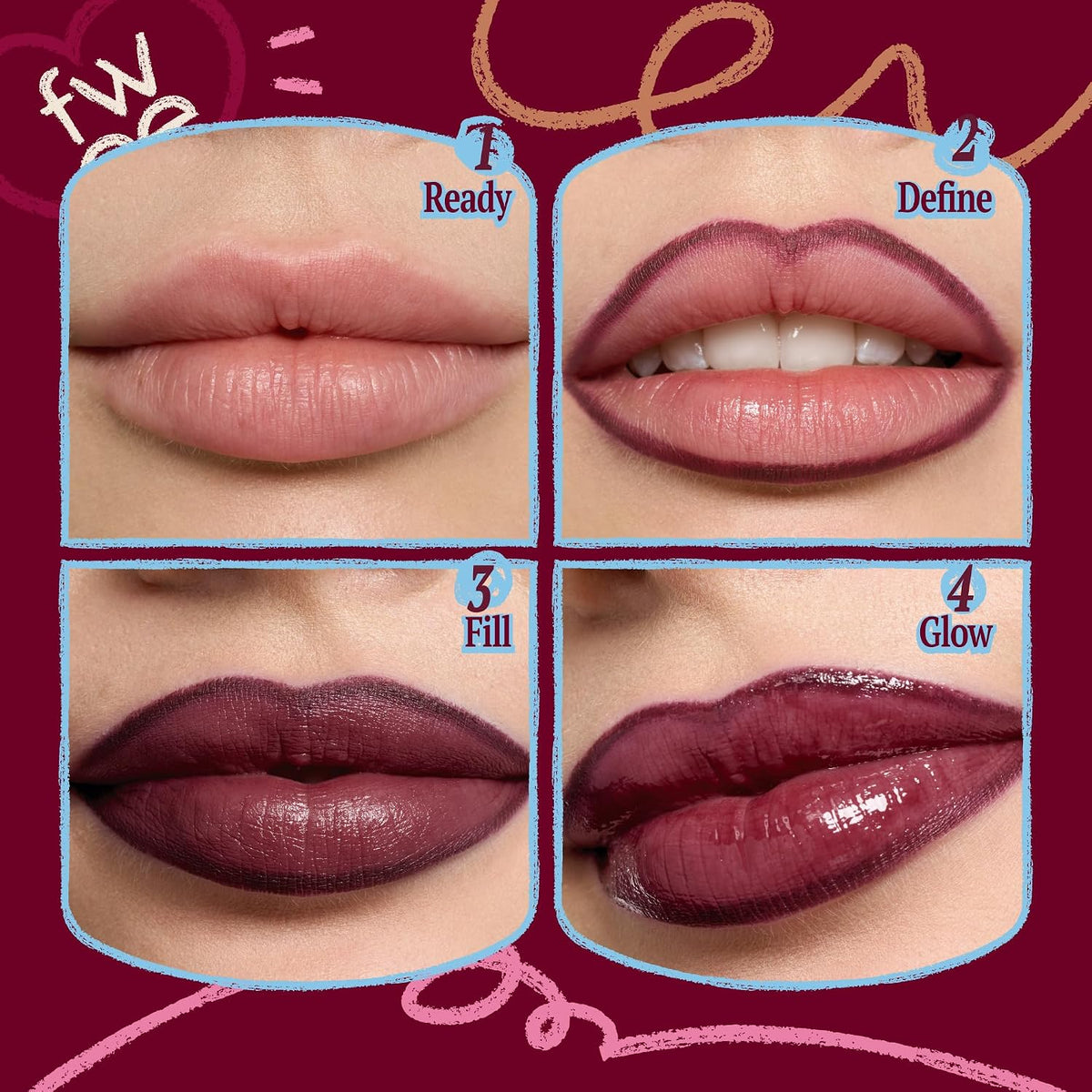 Long wear warm nude lipstick and liner pencil combo swatches.