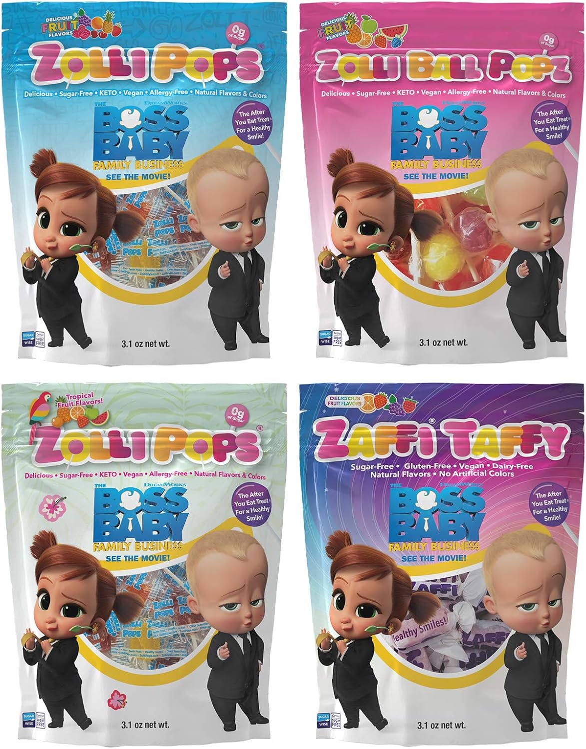 Imported USA Zollipops clean teeth candy jar packaging side view
