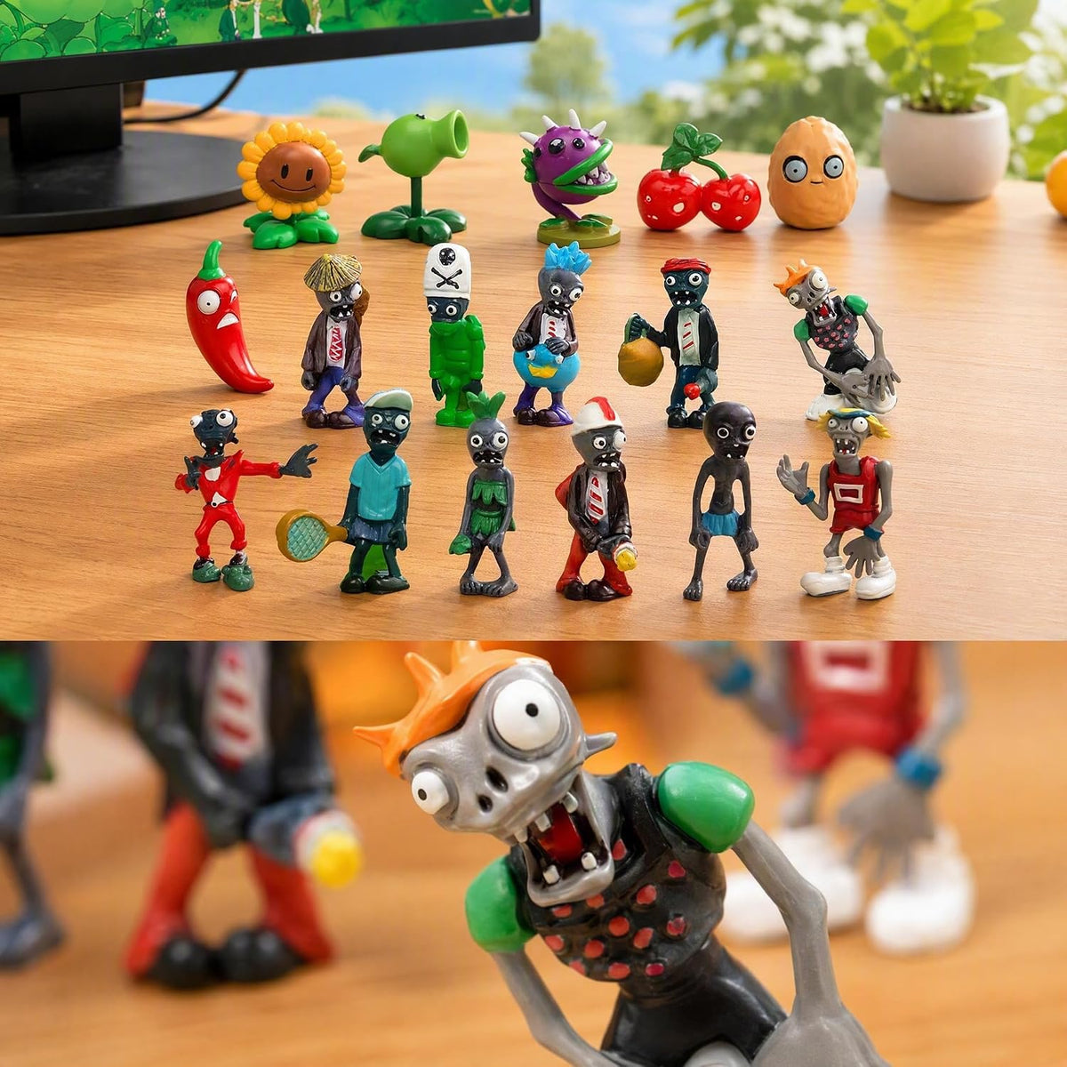 JHESAO 17PCS Plants PVZ Toys Set Figurines Zombies Cupcake Series PVZ Plush PVC Toys New, Great Gifts for Kids and Fans, Birthday and Party - Image 5